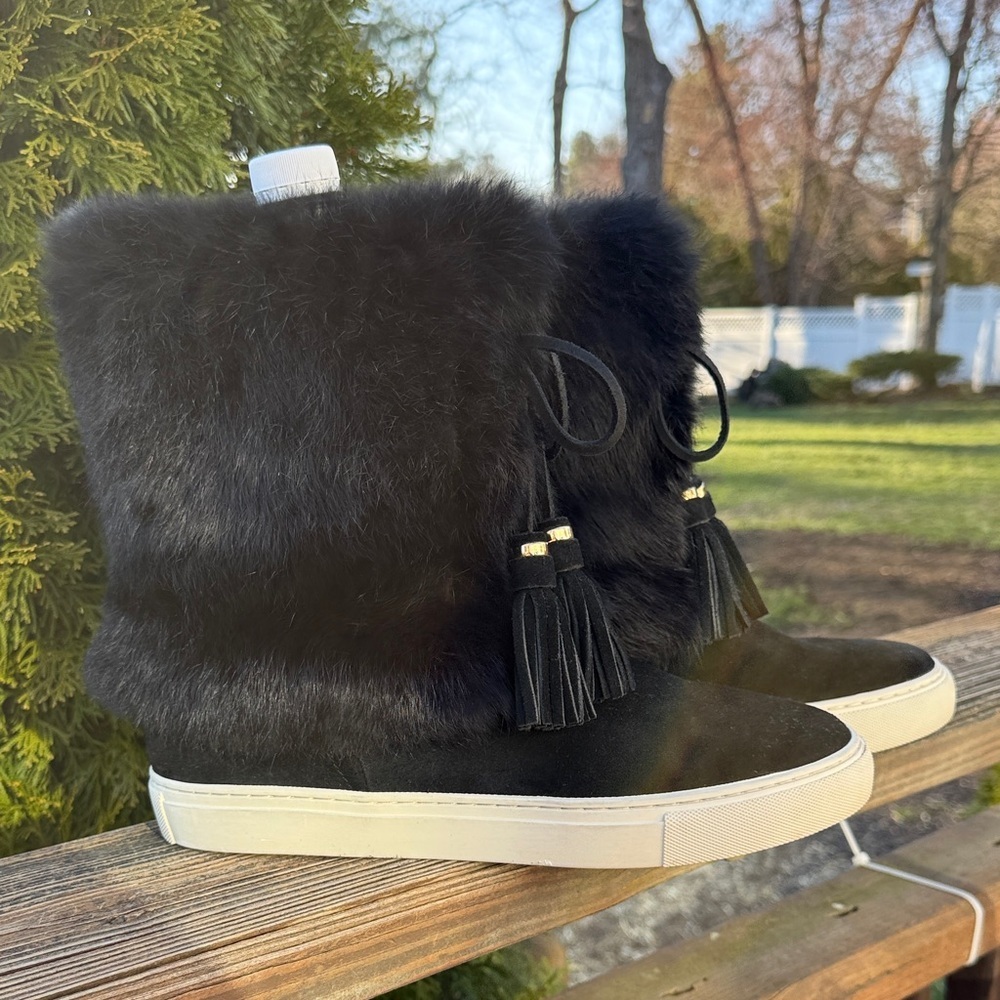 Tory Burch Anjelica Real Fur Cuff Boots Size 10 - Picture 3 of 7